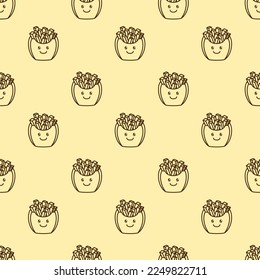 vector icon of cute pattern line doodle fast food french fries