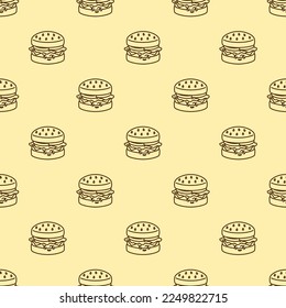 vector icon of cute pattern line doodle fast food burger