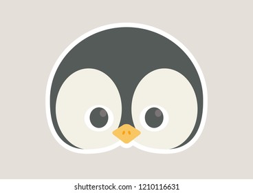 Vector icon of cute penguin. Animal masks for children.