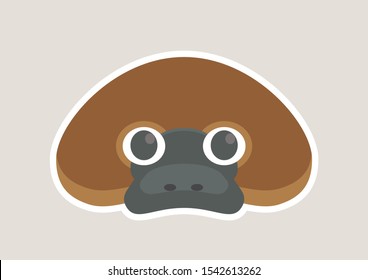 Vector icon of cute platypus. Animal mask for children.