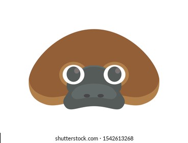 Vector icon of cute platypus. Animal mask for children.