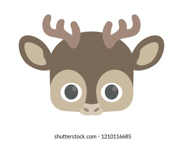 Vector icon of cute reindeer. Animal mask for children. 