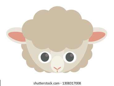 Vector icon of cute sheep. Animal mask for children.