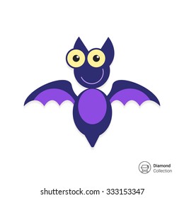 Vector icon of cute smiling cartoon bat
