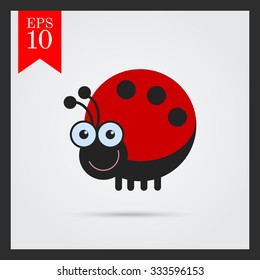 Vector icon of cute smiling cartoon ladybird