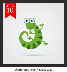 Vector icon of cute smiling cartoon lizard