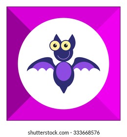 Vector icon of cute smiling cartoon bat