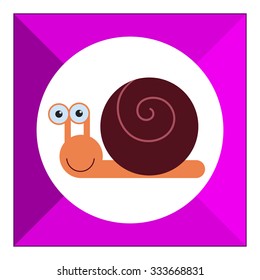 Vector icon of cute smiling cartoon snail