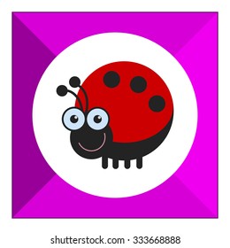 Vector icon of cute smiling cartoon ladybird