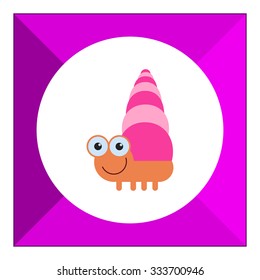 Vector icon of cute smiling cartoon snail