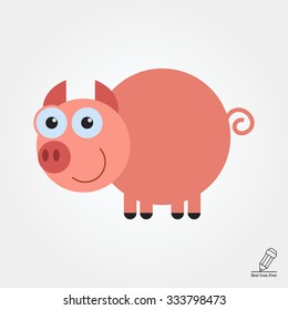 Vector icon of cute smiling cartoon pig
