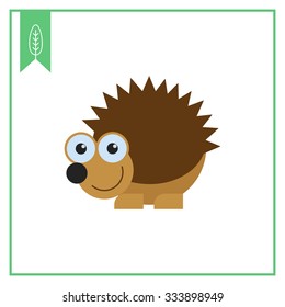 Vector icon of cute smiling cartoon hedgehog
