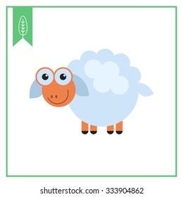 Vector icon of cute smiling cartoon sheep