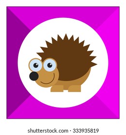 Vector icon of cute smiling cartoon hedgehog