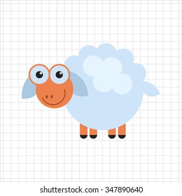 Vector icon of cute smiling cartoon sheep