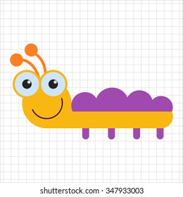 Vector icon of cute smiling cartoon caterpillar