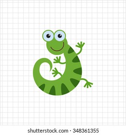 Vector icon of cute smiling cartoon lizard