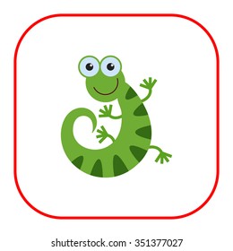 Vector icon of cute smiling cartoon lizard