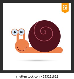 Vector icon of cute smiling cartoon snail
