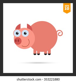 Vector icon of cute smiling cartoon pig