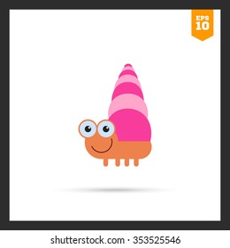 Vector icon of cute smiling cartoon snail