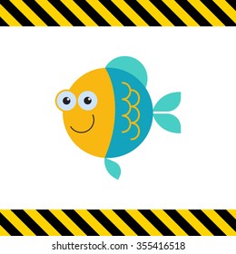 Vector icon of cute smiling cartoon fish