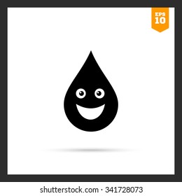 Vector icon of cute smiling liquid drop