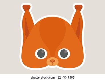 Vector icon of cute squirrel. Animal mask for children.