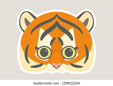 Vector icon of cute tiger. Animal mask for children.