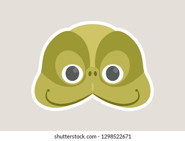 Vector icon of cute turtle. Animal mask for children.