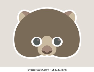 Vector icon of cute wombat. Animal mask for children. 
