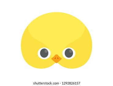 Vector icon of cute yellow chicken. Animal mask for children.