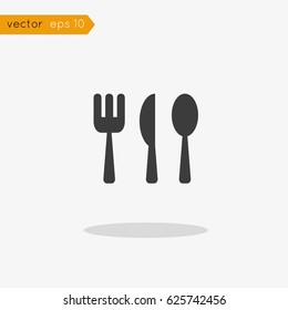 Vector icon of cutlery: spoon, fork and knife