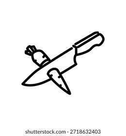 vector icon of cutting vegetables, line style icon