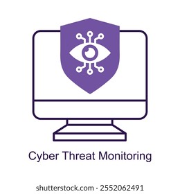 Ícone de vetor para sistemas de ciberdefesa. Inclui uma blindagem e linhas digitais para simbolizar a proteção da rede.