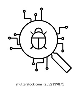 Icono de Vector para protección contra amenazas cibernéticas. Destaca herramientas de seguridad y sistemas de monitoreo para identificar vulnerabilidades digitales.