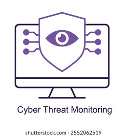 Vektorsymbol für Cybersicherheitswarnsysteme. Stellt die Bedrohungserkennung mit Warnsymbolen und sicheren Netzwerken dar.