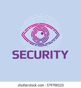 Vector Icon Cybersecurity Eye Logo Surveillance Fingerprint