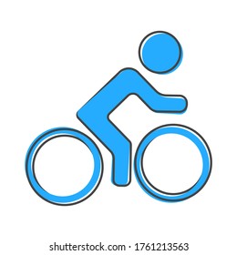 Vector icon of cyclist, sportsman  cartoon style on white isolated background.