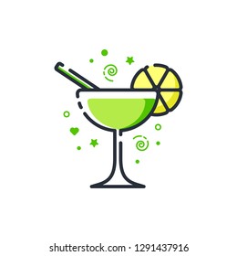 Vector icon of daiquiri cocktail. Suitable for advertising, bar menu decor, application design