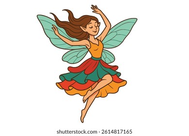 Vector icon of dancing fairy