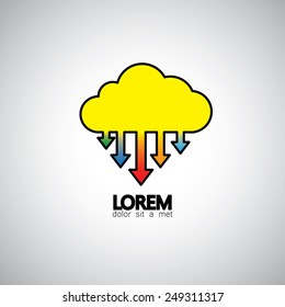 vector icon data cloud with upload & downlaod process. This also represents modern technology for information exchange, data safety & security