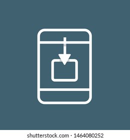 Vector Icon of data downloading on mobile phone. Mobile traffic related symbol. Icon in outline flat style