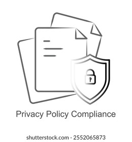 Icono de Vector para la protección de datos y el cumplimiento de la privacidad. Destaca el manejo seguro de documentos y los estándares regulatorios.