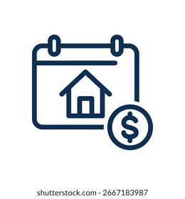 A vector icon for date home payment in line style.