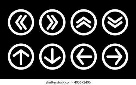 Vector icon decorative arrow set isolated on black background
