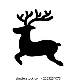 Vector icon deer christmas. Black and white deer christmas, white background.