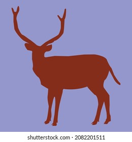 Vector Icon Deer. Illustration Deer Animal Silhouette With Horn, 
Deer Baby Standing Silhouette.