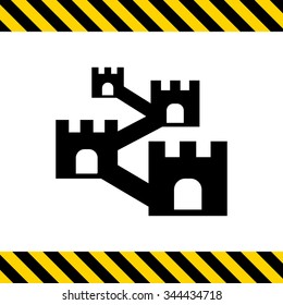 Vector icon of defensive wall with towers