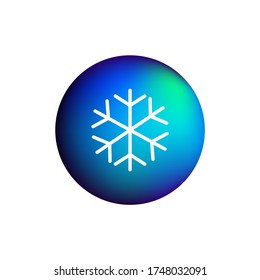 Vector icon. Defrost symbols. Image of a drop of water with a snowflake. Blue button icon.